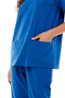 MCS0515 Scrub Sets Women and Man Medical Nursing Uniform 4-Way Stretch 8-Pocket Classic Blue
