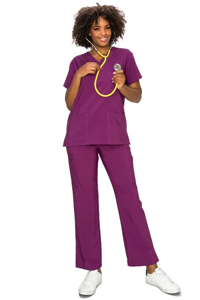 MCS0515 Scrub Sets Women and Man Medical Nursing Uniform 4-Way Stretch 8-Pocket Purple