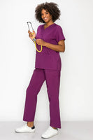 MCS0515 Scrub Sets Women and Man Medical Nursing Uniform 4-Way Stretch 8-Pocket Purple