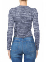 Melange Hacci Slub Crew Neck Long Sleeve Top 65774