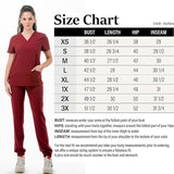 AJ1002 Medical Scrub Set 4 Way Stretch 6 Pockets V-Neck Top Joggers Pants Uniform Black