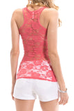 Lace Racerback Ribbed Solid Tank Top Sleeveless Shirts