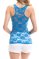 Lace Racerback Ribbed Solid Tank Top Sleeveless Shirts