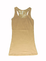 Lace Racerback Ribbed Solid Tank Top Sleeveless Shirts