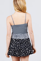 V-neck Lace Detail Ribbed Seamless CAMI TOP S-L T11392