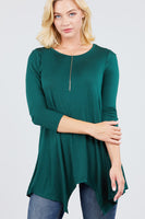 3/4 Sleeve Round Neck Rayon Spandex Flowy Top Loose Fit MT10973