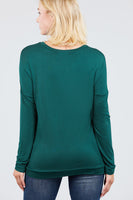 MT10979 Long Dolman Sleeve Top Round Neck Button Loose Fit