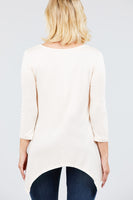 3/4 Sleeve Round Neck Rayon Spandex Flowy Top Loose Fit MT10973