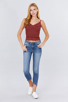 V-neck Lace Detail Ribbed Seamless CAMI TOP S-L T11392