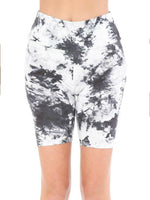 AM72443 Monotone Tie Dye Print Bike Shorts High Waist Foldover Waistband