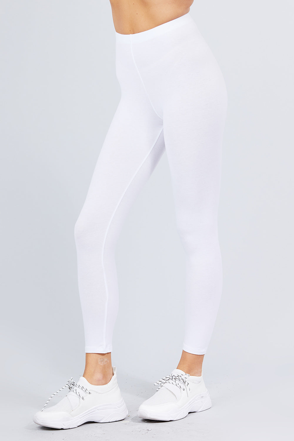 Zero Rise Everyday Ankle Length Leggings - White Grey Marl | Pure Dash